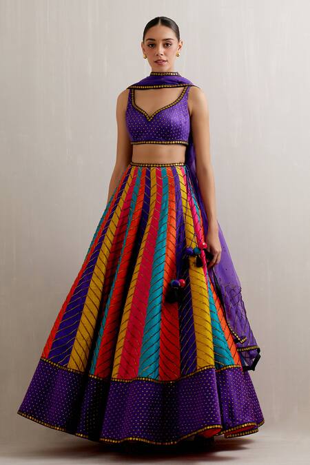 Buy Priyal Prakash Multi Color Organza, Polyester, Net Sequins, Chevron Embroidered Lehenga Set Online at Aza Fashions Buy_Priyal Prakash_Multi Color Organza, Polyester, Net Sequins, Chevron Embroidered Lehenga Set _Online_at_Aza_Fashions