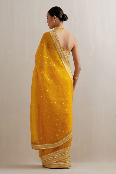Shop Priyal Prakash Yellow Silk Organza, Polyester Sequins, Zari Embroidered Saree With Blouse at Aza Fashions Shop_Priyal Prakash_Yellow Silk Organza, Polyester Sequins, Zari Embroidered Saree With Blouse _at_Aza_Fashions