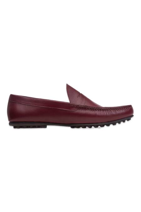 Baron & Bay_Maroon Plain Penny Loafers  _Online_at_Aza_Fashions