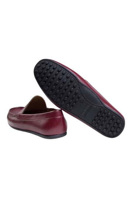 Buy_Baron & Bay_Maroon Plain Penny Loafers  _Online_at_Aza_Fashions