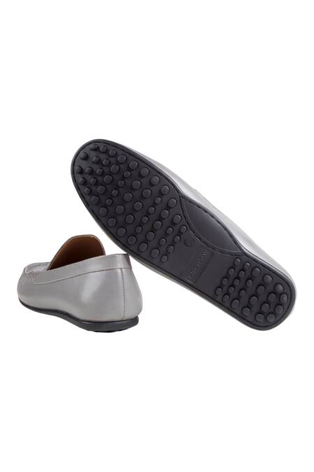 Buy_Baron & Bay_Grey Plain Penny Loafers  _Online_at_Aza_Fashions
