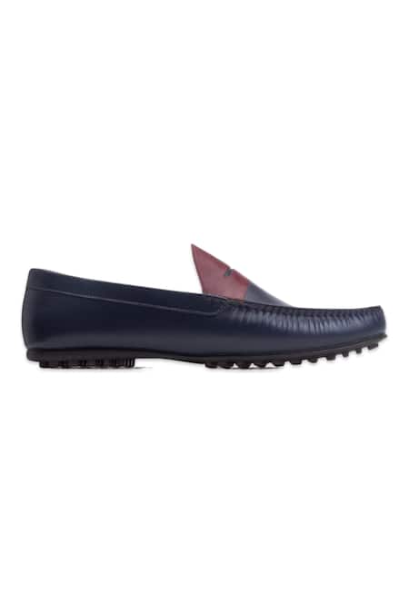 Baron & Bay_Blue Plain Dual Shaded Loafers  _Online_at_Aza_Fashions