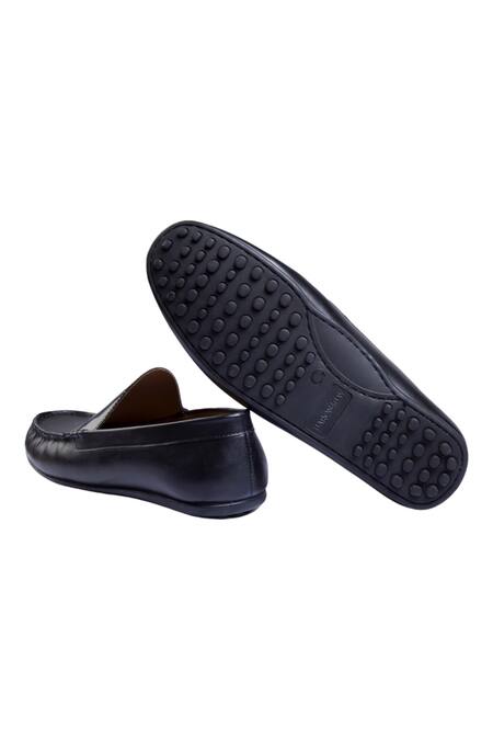 Buy_Baron & Bay_Black Plain Patent Leather Loafers  _Online_at_Aza_Fashions