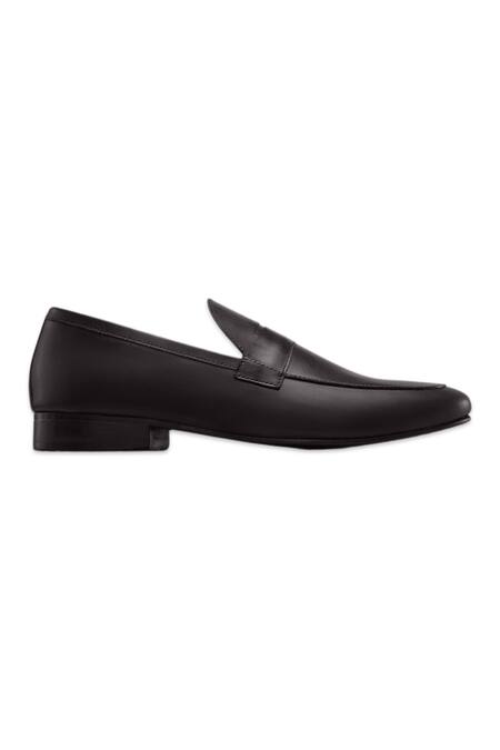 Baron & Bay_Black Plain Napa Leather Tapered Front Shoes _Online_at_Aza_Fashions