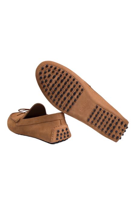 Buy_Baron & Bay_Brown Plain Weekend Driver Bow Detail Shoes  _Online_at_Aza_Fashions