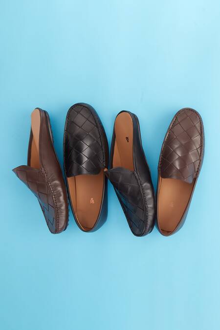 Baron & Bay_Brown Arno Textured Backless Loafers _Online_at_Aza_Fashions