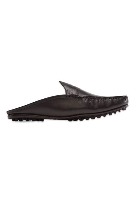 Baron & Bay_Black Plain Arno Backless Loafers  _Online_at_Aza_Fashions