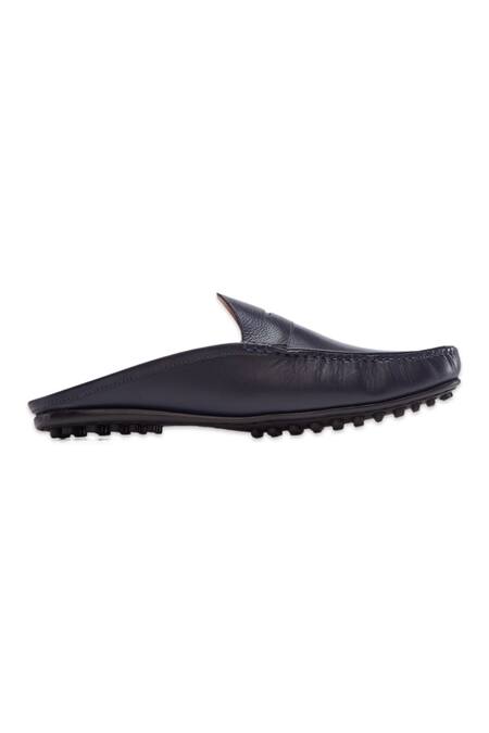 Baron & Bay_Blue Plain Arno Backless Loafers  _Online_at_Aza_Fashions