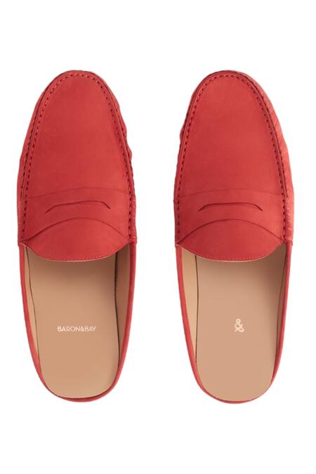 Shop_Baron & Bay_Red Plain Arno Loafers  _at_Aza_Fashions