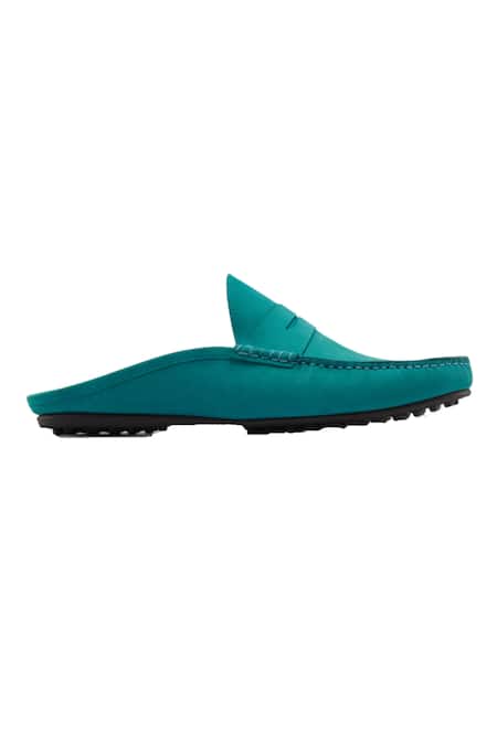 Buy_Baron & Bay_Blue Plain Arno Nubuck Penny Loafers  _Online_at_Aza_Fashions