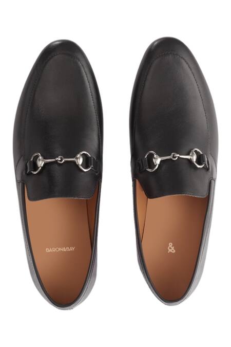 Shop_Baron & Bay_Black Plain Arzignano Horsebit Shoes  _at_Aza_Fashions