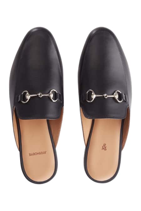 Baron & Bay Black Napa Leather Horsebit Shoes 