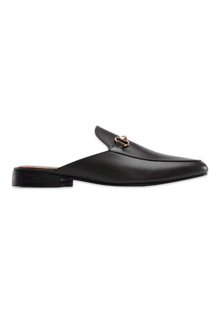 Baron & Bay_Black Plain Napa Leather Horsebit Shoes _Online_at_Aza_Fashions
