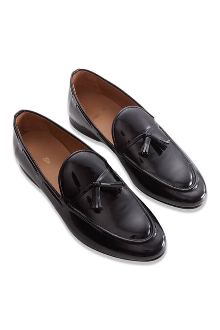 Baron&Bay Black Plain Arzignano Tassel Ornamented Shoes  