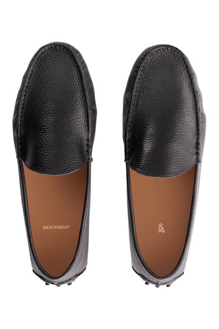 Shop_Baron & Bay_Black Marino Milled Textured Shoes  _at_Aza_Fashions