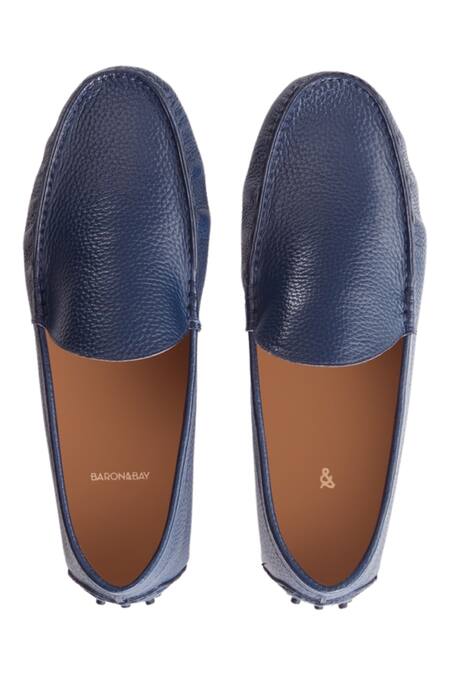 Shop_Baron & Bay_Blue Marino Milled Round Toe Shoes  _at_Aza_Fashions