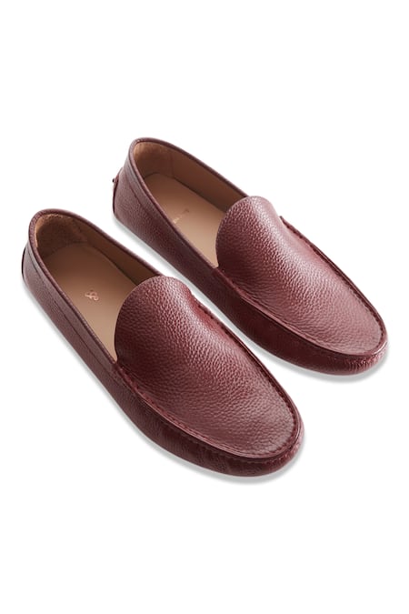 Baron&Bay Maroon Marino Milled Round Toe Textured Shoes  