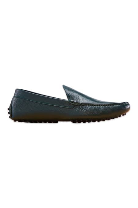 Baron & Bay_Green Marino Milled Solid Textured Shoes  _Online_at_Aza_Fashions