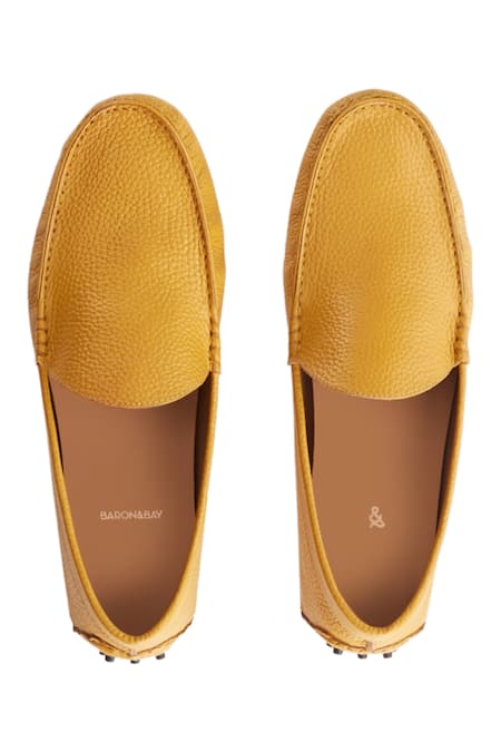 Shop_Baron & Bay_Yellow Marino Milled Plain Shoes  _at_Aza_Fashions
