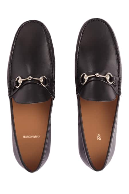 Shop_Baron & Bay_Black Embellished Arno Horsebit Penny Loafers  _at_Aza_Fashions