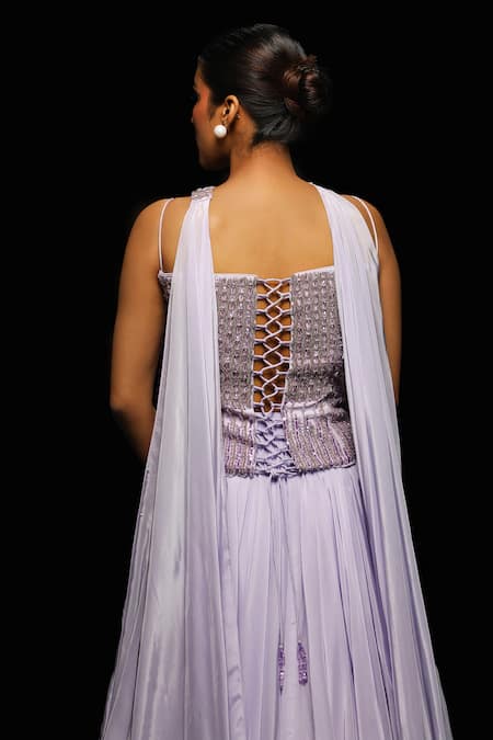 Jade By Ashima Zenitha Moon Crest Embellished Peplum Top Lehenga Set 