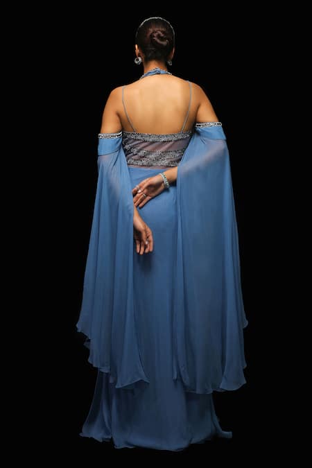 Jade By Ashima Luminara Extravagant Sleeve Draped Gown 