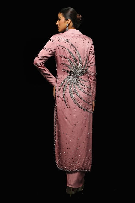 Jade By Ashima Nebula Bloom Storm Embellished Jacket With Draped Skirt 