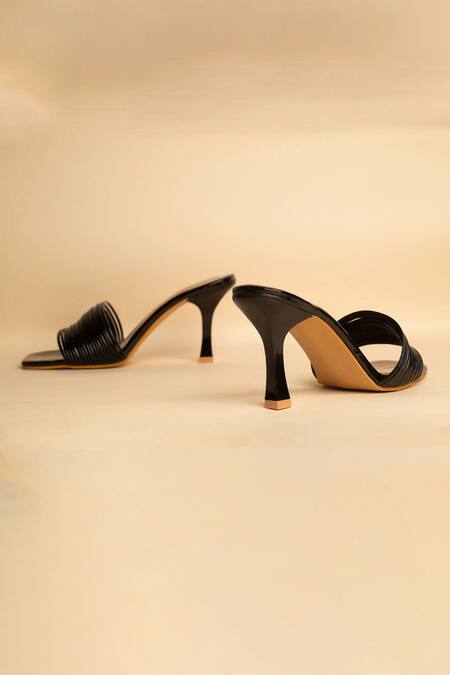 Shop Mykono Black Peony Multi Strap Heels at Aza Fashions Shop_Mykono_Black Peony Multi Strap Heels_at_Aza_Fashions