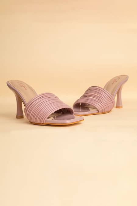 MYKONO Beige Peony Coiled Strap Spool Heels