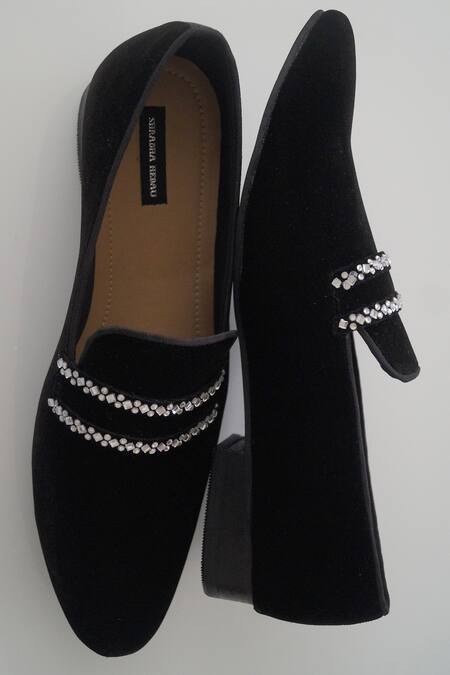 Shradha Hedau Footwear Couture_Black Embroidery Sammuel Stone Mocassin  _Online_at_Aza_Fashions