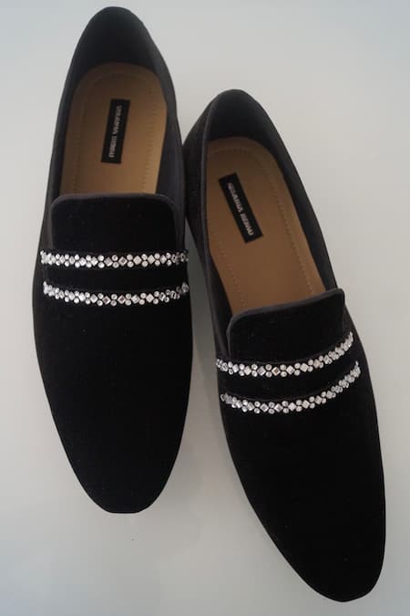 Buy_Shradha Hedau Footwear Couture_Black Embroidery Sammuel Stone Mocassin  _Online_at_Aza_Fashions