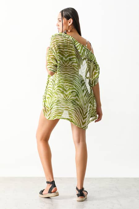 Shop_The Iaso_White Polyester Satin, Viscose Crinkle Chiffon Floral Sander Jacket Shorts Set _at_Aza_Fashions