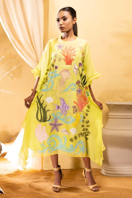 The White Tree Studio Under Water World Applique Kaftan 