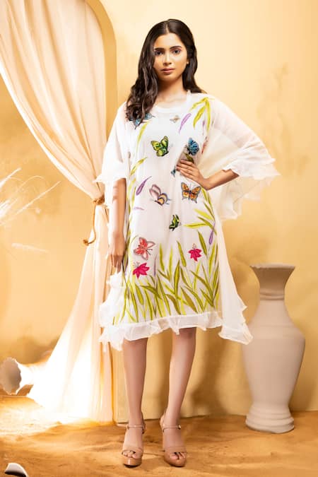 The White Tree Studio Butterfly Embroidered Kaftan 