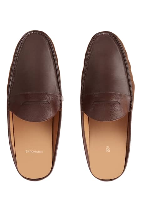 Baron & Bay Brown Backless Penny Loafers 