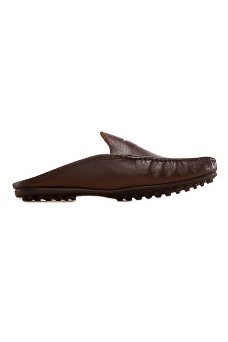 Baron & Bay_Brown Backless Penny Loafers _Online_at_Aza_Fashions