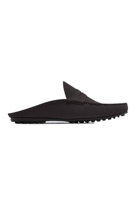 Baron & Bay_Black Arno Plain Backless Penny Loafers  _Online_at_Aza_Fashions