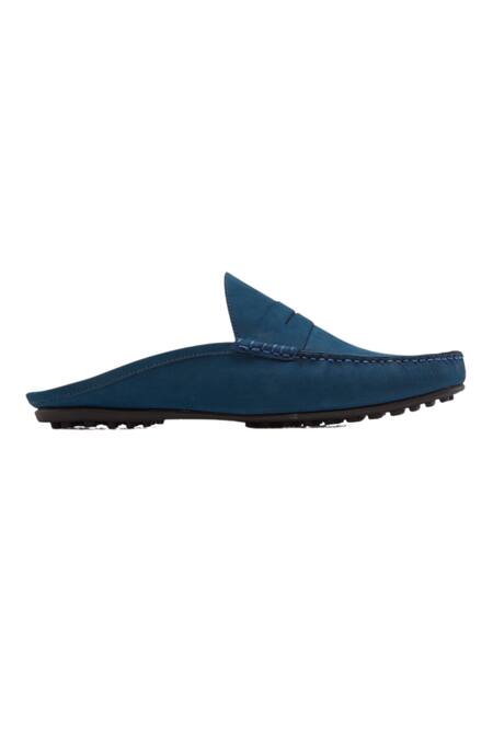 Baron & Bay_Blue Arno Cutwork Backless Penny Loafers  _Online_at_Aza_Fashions