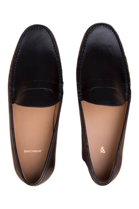 Shop_Baron & Bay_Black Arno Solid Penny Loafers  _at_Aza_Fashions