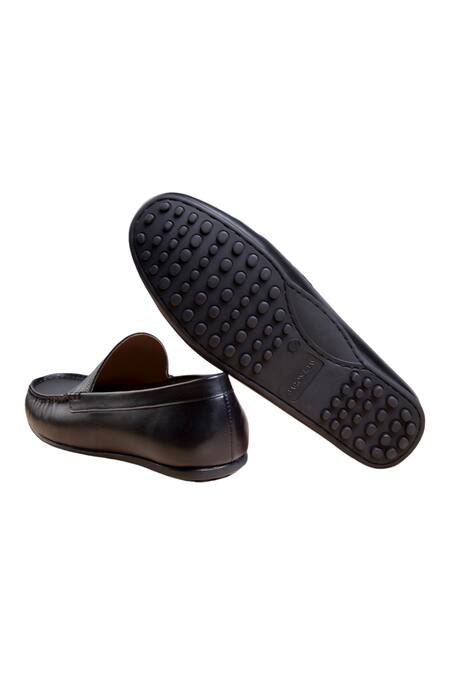 Buy_Baron & Bay_Black Arno Solid Penny Loafers  _Online_at_Aza_Fashions