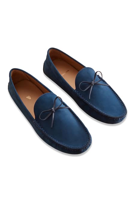Baron&Bay Blue Bow Trim Marino Solid Front Loafers 