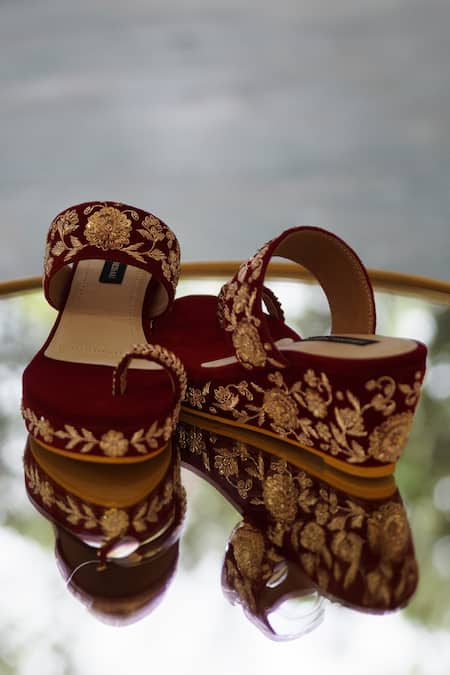 Shradha Hedau Footwear Couture Ezra Zardozi Work Wedges 