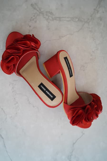 Satin best sale block heels