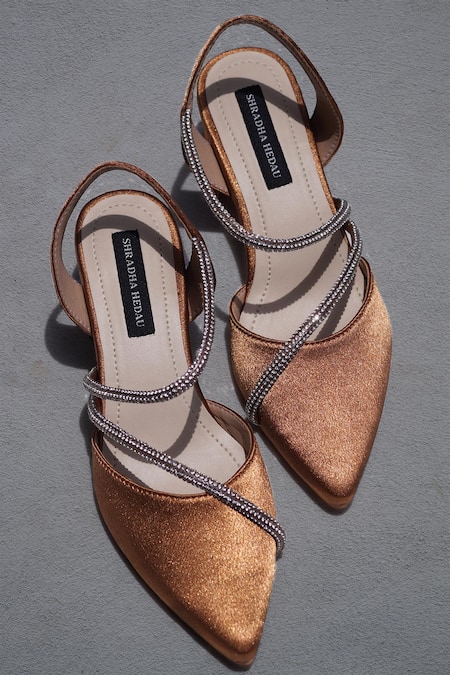 Shradha Hedau Footwear Couture Brown Stone Monica Embellished Block Heels Online at Aza Fashions Shradha Hedau Footwear Couture_Brown Stone Monica Embellished Block Heels _Online_at_Aza_Fashions