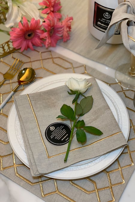 Shop MJ Label Beige Cotton Linen Embroidered The Ivory Jewel Gift Box Set at Aza Fashions Shop_MJ Label_Beige Cotton Linen Embroidered The Ivory Jewel Gift Box Set_at_Aza_Fashions