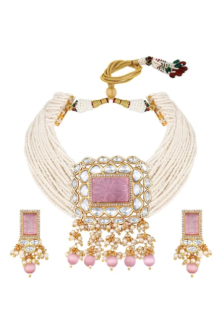 Hrisha Monalisa Beads & Kundan Embellished Choker Set 