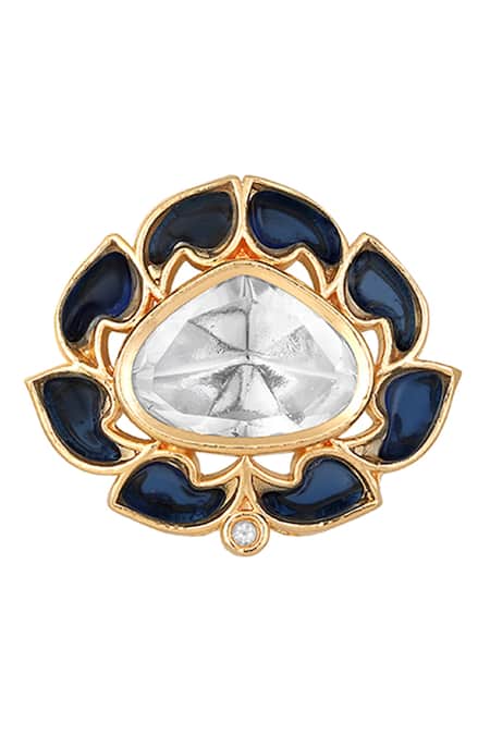 Buy HRISHA Blue Crystals, Diamonds, Pearls Polki And Kundan Embellished Necklace Set Online at Aza Fashions Buy_HRISHA_Blue Crystals, Diamonds, Pearls Polki And Kundan Embellished Necklace Set _Online_at_Aza_Fashions