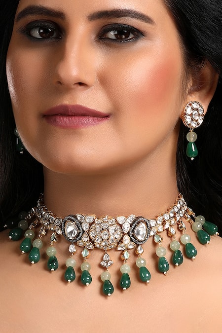Hrisha Floret Kundan Embellished Choker Set 