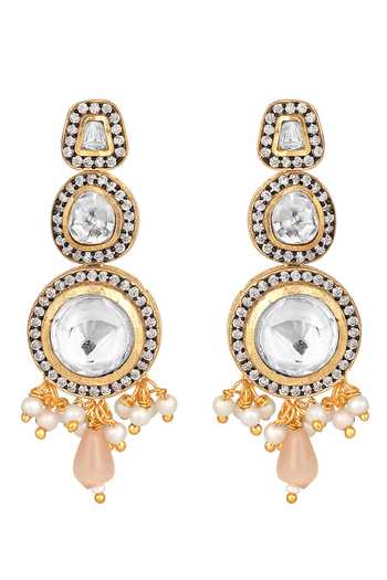 Buy HRISHA Gold Plated Pearls, Stones Circular Floret Embellished Necklace Set Online at Aza Fashions Buy_HRISHA_Gold Plated Pearls, Stones Circular Floret Embellished Necklace Set_Online_at_Aza_Fashions