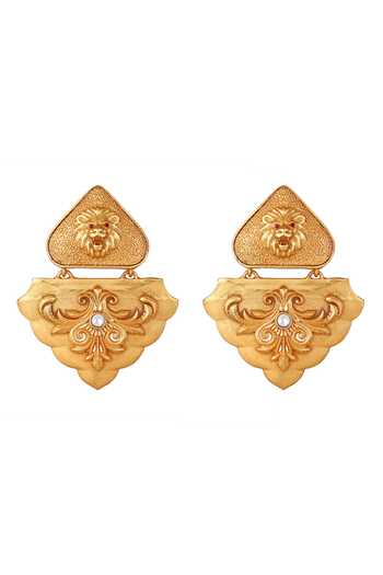 HRISHA Carved Kundan Embellished Earrings 